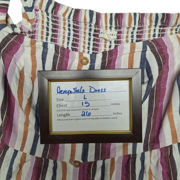 Aeropostale Cold Shoulder Dress Buttons Short Stripes Button Front Womens Large - Picture 6 of 9